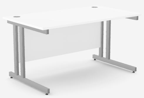 Ashford -Twin 1400w x 800d Desk White - Silver