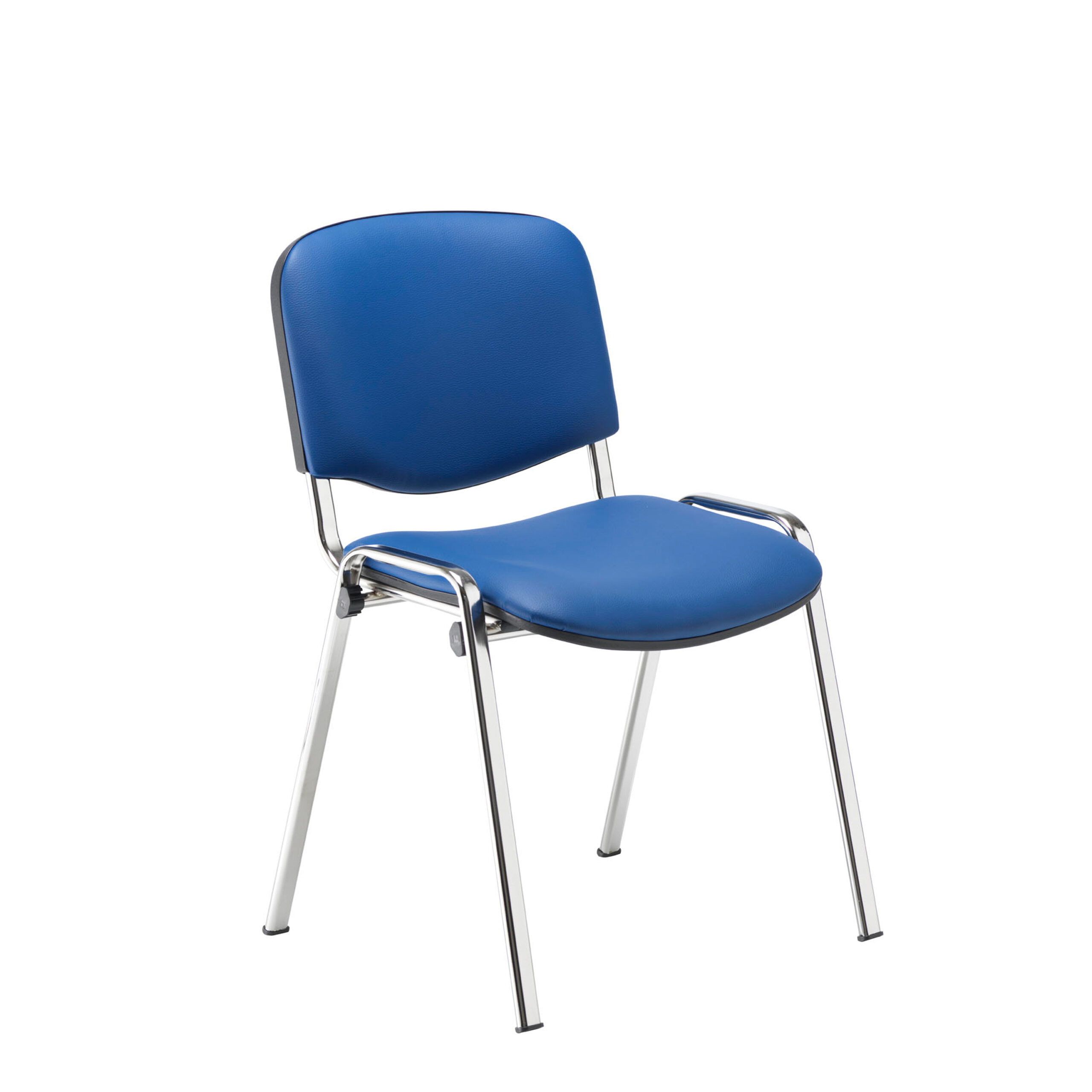 Club Meeting Chair With Chrome Frame & Blue PU Vinyl Fabric