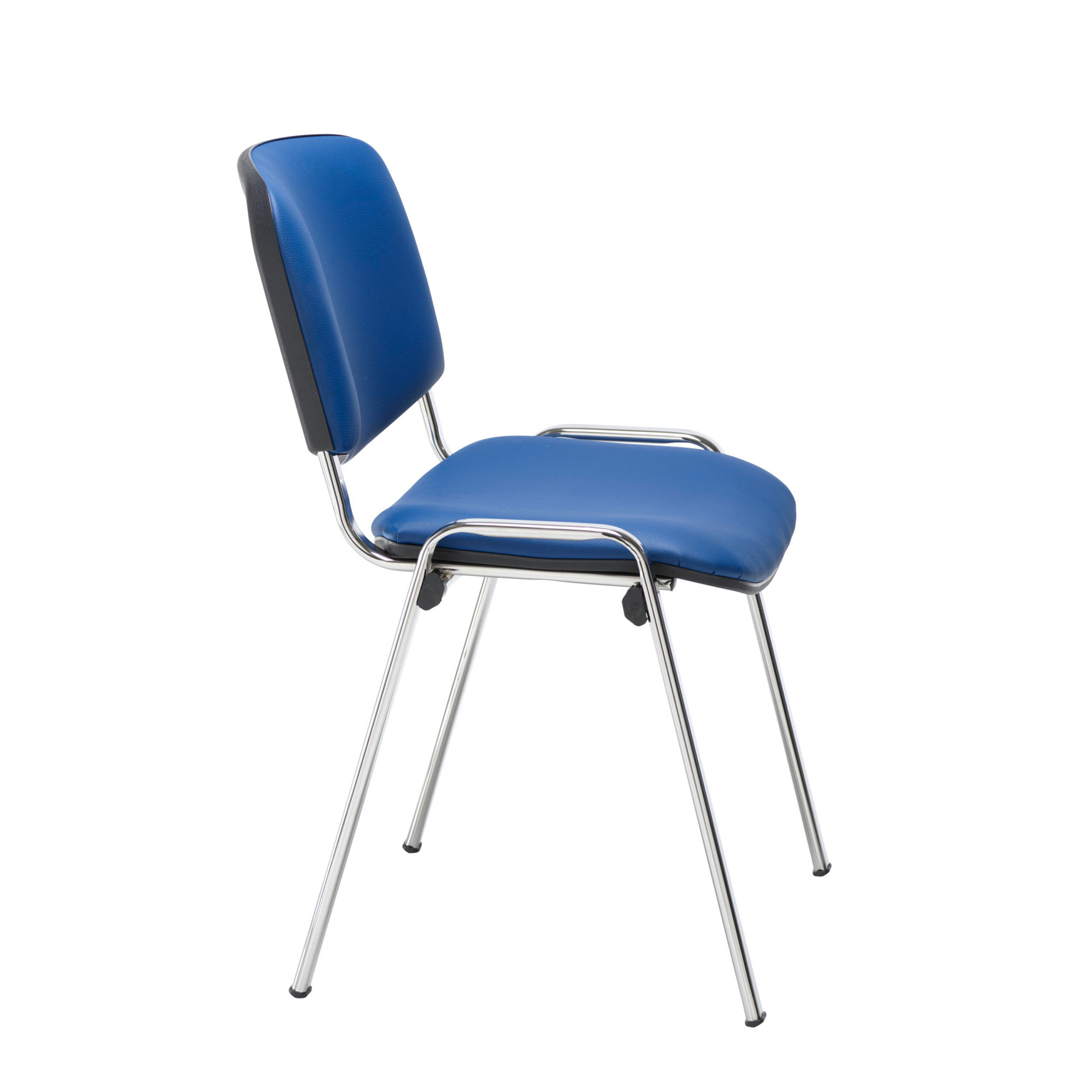 Club Meeting Chair With Chrome Frame & Blue PU Vinyl Fabric