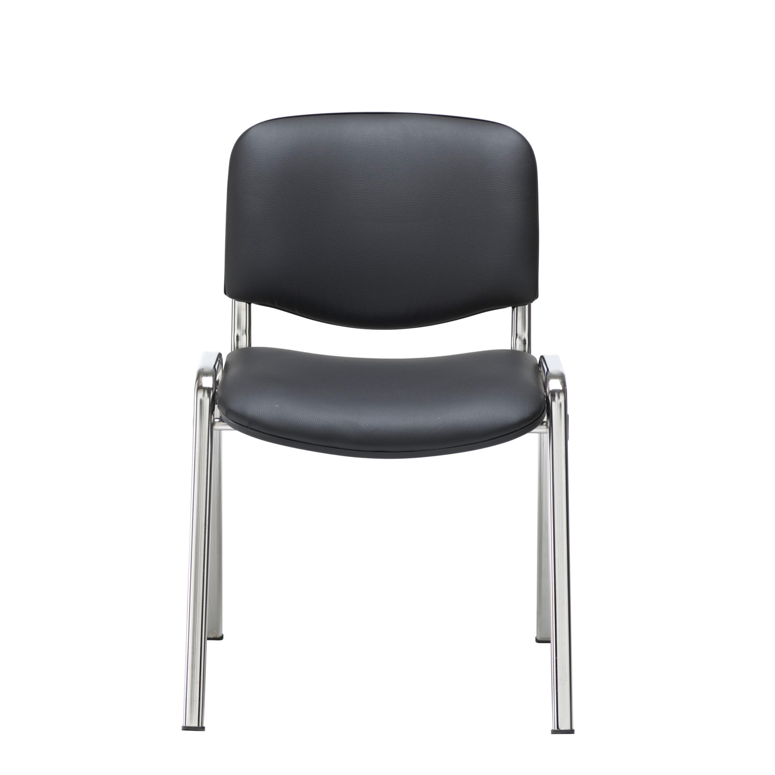 Club Meeting Chair With Chrome Frame & Black PU Vinyl Fabric