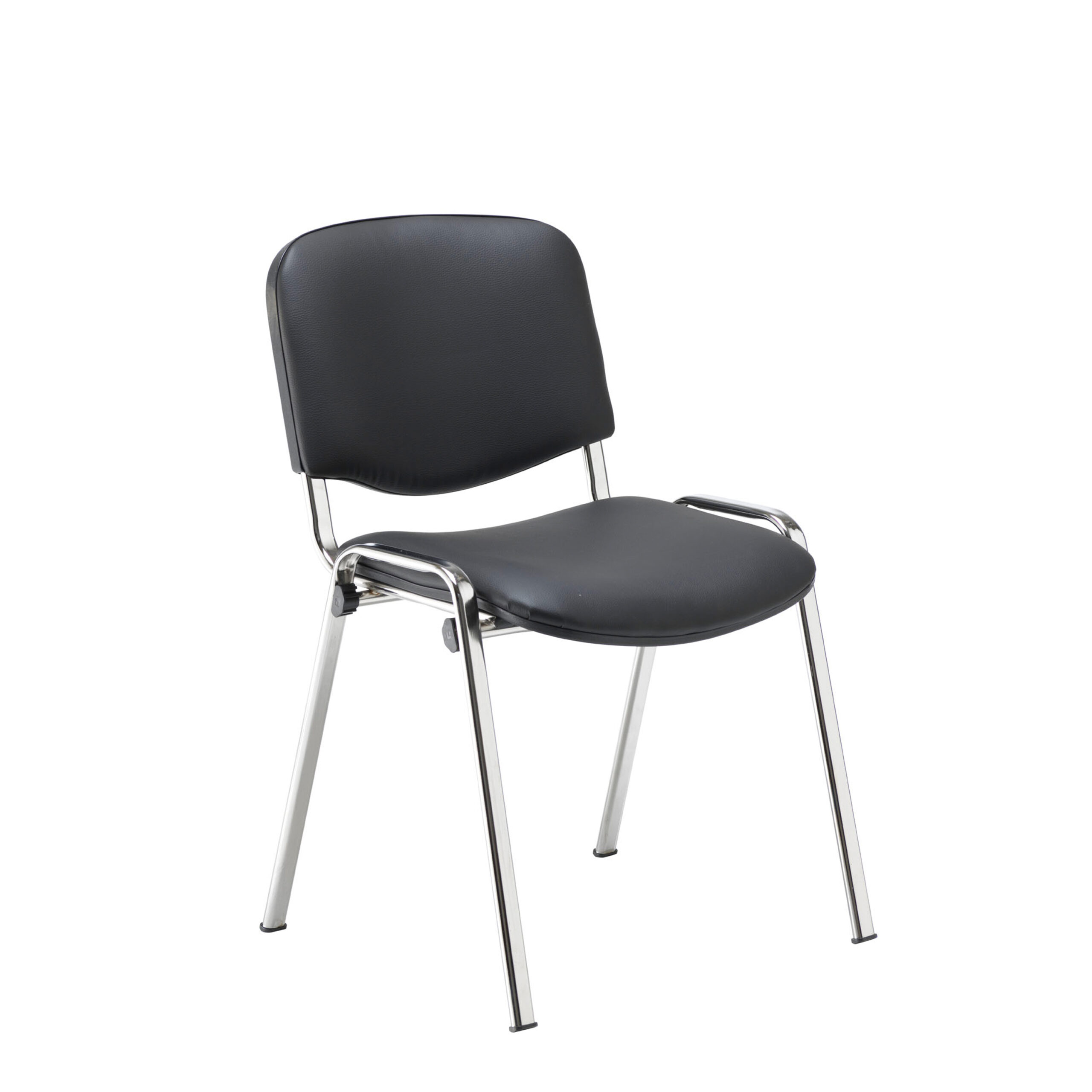 Club Meeting Chair With Chrome Frame & Black PU Vinyl Fabric