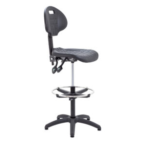 Durable Factroy Warehouse Workshop Draughtsman Office Chair Black Polyurethane