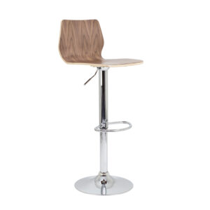 High Stool Chair With Gas Lift Chrome Base Walnut