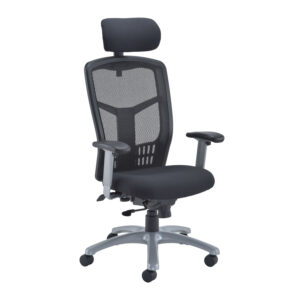 24 Hour Mesh Back Office Chair - With Headrest & Height Adjustable Arms Black Office Furniture