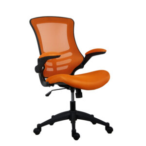 TASK-MAR-FUA - Mesh Back Office Chair With Folding Flip Up Arms - Seat & Back Tilt Back Together - Choice of 5 Colours