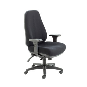 Panther Black Fabric Physio Approved Office Chair - With Height Adjustable Arms - Rated to 24 Stone