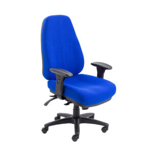 Panther Marine Blue Fabric Physio Approved Office Chair - With Height Adjustable Arms - Rated to 24 Stone
