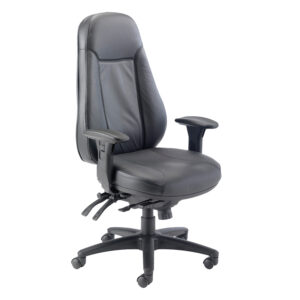 Leather Faced Physio Approved Office Chair - With Height Adjustable Arms - Rated to 24 Stone