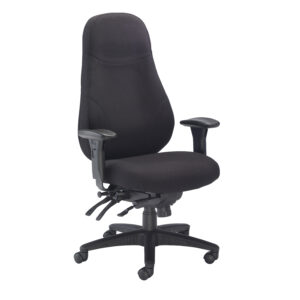 Black Fabric Physio Approved Office Chair - With Height Adjustable Arms - Rated to 24 Stone