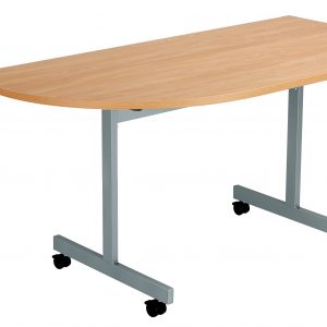 D-End Economy Tilting Table On Silver Leg Frame With Lockable Castors