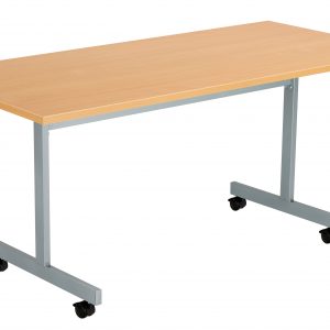 Rectangular Economy Tilting Table On Silver Leg Frame With Lockable Castors