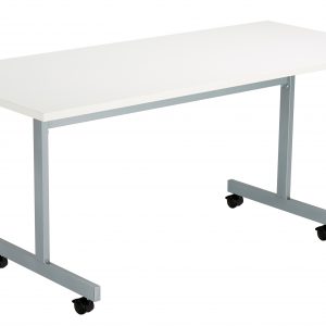 Rectangular Economy Tilting Table On Silver Leg Frame With Lockable Castors