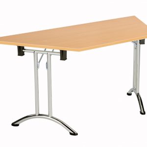 Trapezoidal Folding Meeting Table - 1600w x 800d x 725h mm - With Chrome Frame & Choice of Top Colours