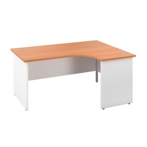 Panel End Crescent Desk - 1600w x 1200d x 730h mm - White Legs and a Choice of Tops Colour Options