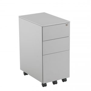 3 Drawer Slimline Under Desk Mobile Steel Pedestal - Choice of 3 Colours 300w x 470d x 615h mm